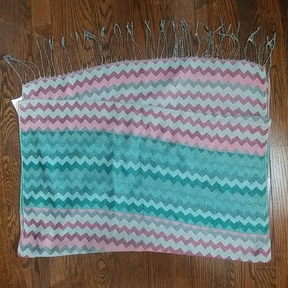 Pink & green chevron scarf/wrap